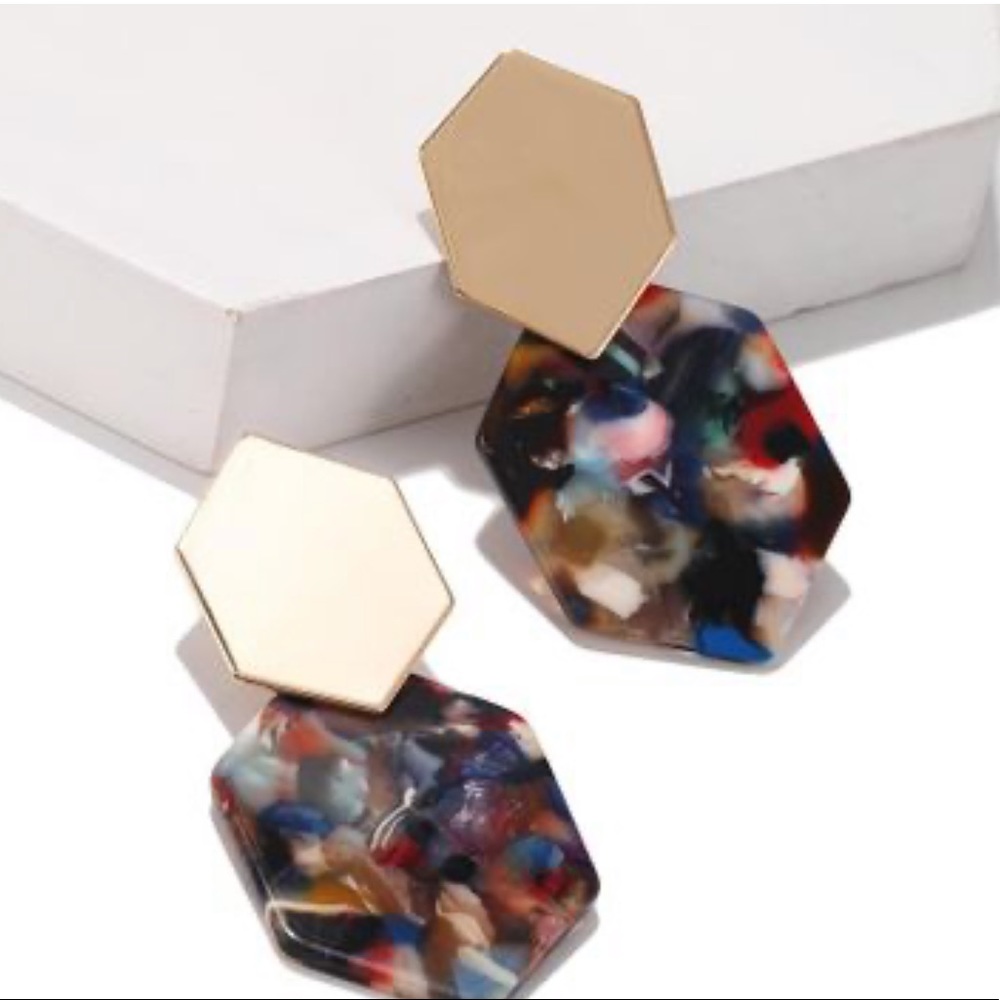 Gold And Acrylic Earrings